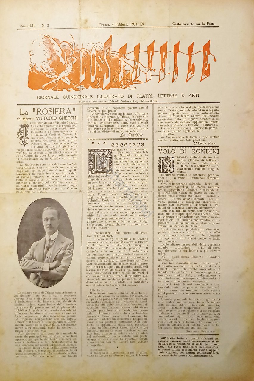 Giornale di Teatri Lettere e Arti - Lo Staffile N. …