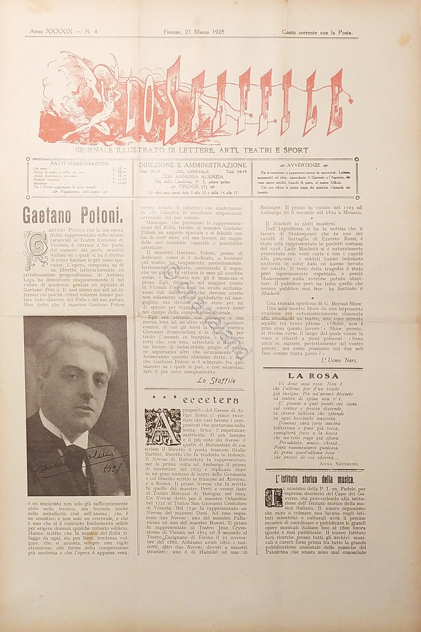 Giornale di Teatri Lettere e Arti - Lo Staffile N. …