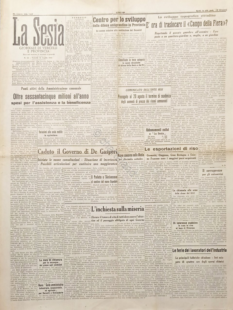 Giornale di Vercelli e Provincia La Sesia N.61 Caduto Governo …