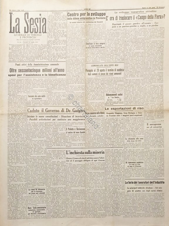 Giornale di Vercelli e Provincia La Sesia N.61 Caduto Governo …