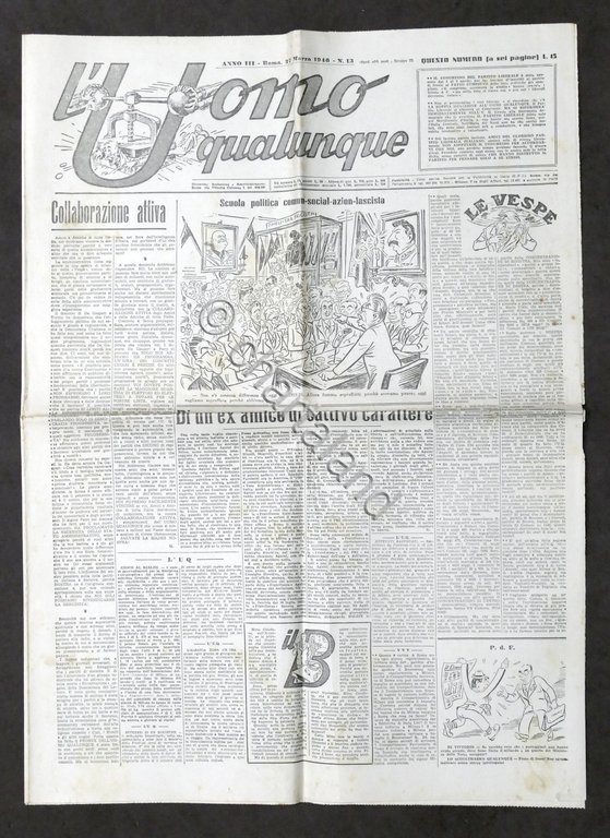 Giornale G. Gianinni - L'Uomo qualunque N. 13 - 1946