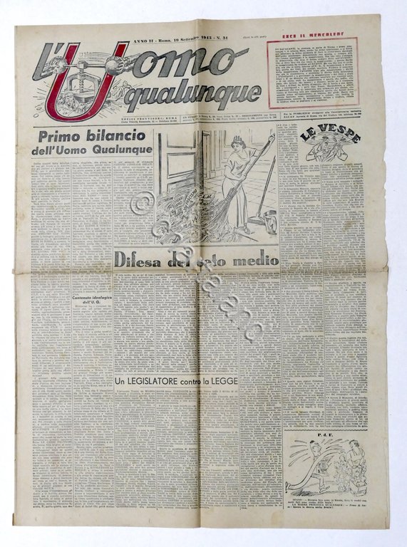 Giornale G. Gianinni - L'Uomo qualunque N. 31 - 1945