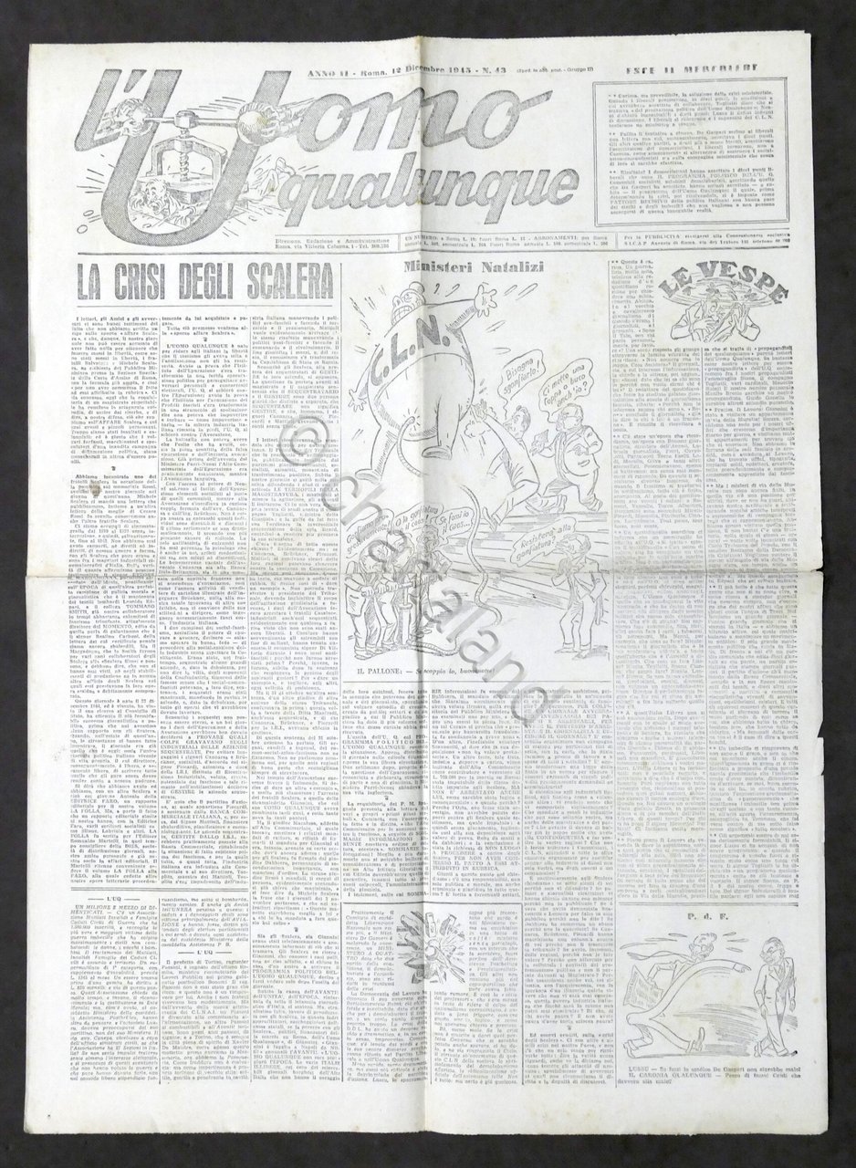 Giornale G. Gianinni - L'Uomo qualunque N. 43 - 1945