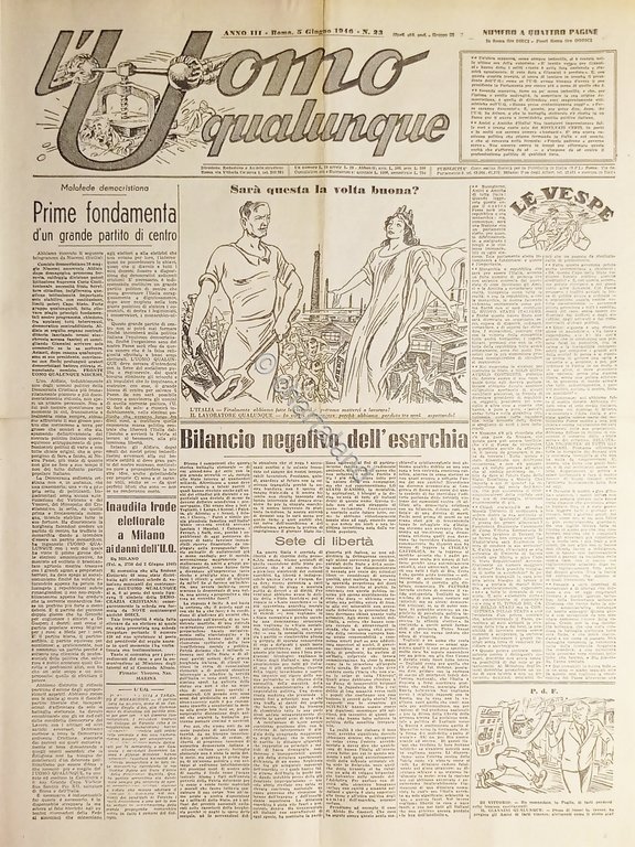 Giornale G. Giannini - L'Uomo qualunque N. 23 - Bilancio …