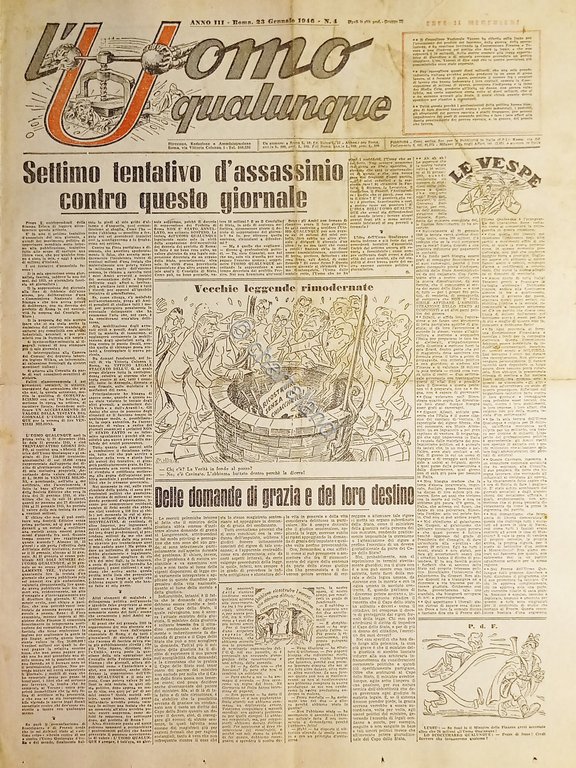 Giornale G. Giannini - L'Uomo qualunque N. 4 - Vecchie …