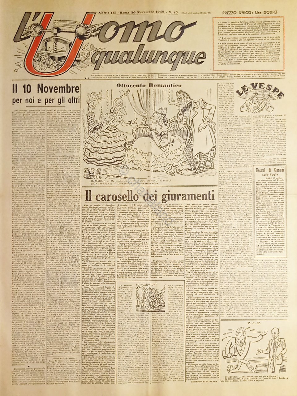 Giornale G. Giannini - L'Uomo qualunque N. 47 - Il …
