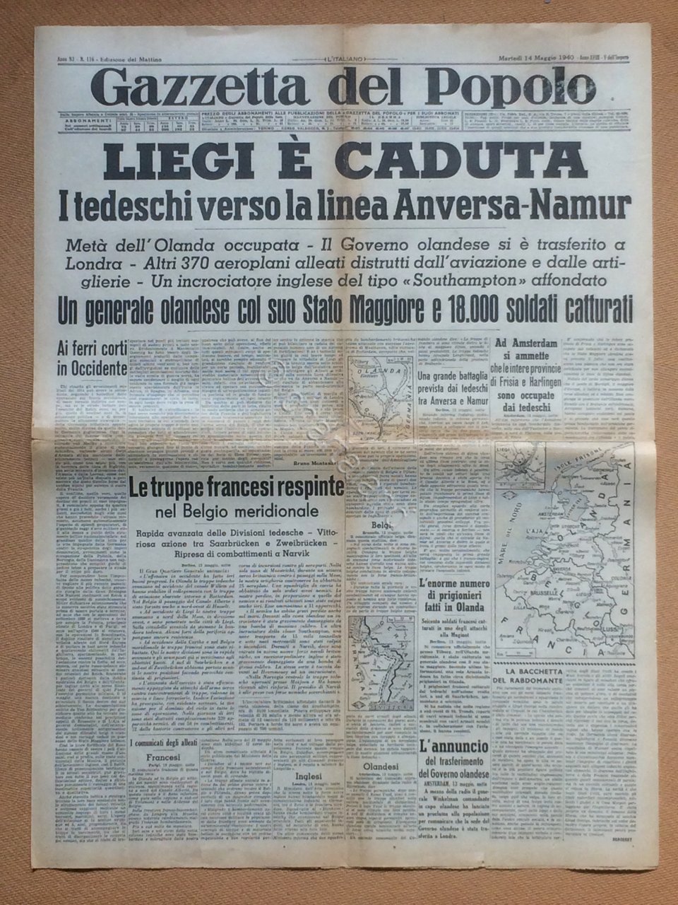 Giornale Gazzetta del Popolo 1940 n. 116 | Immagine principale