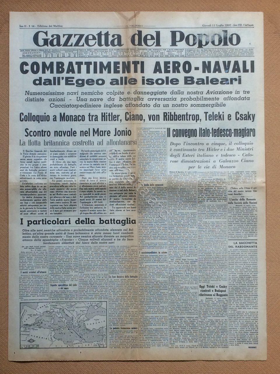 Giornale Gazzetta del Popolo 1940 n. 166 | Immagine principale