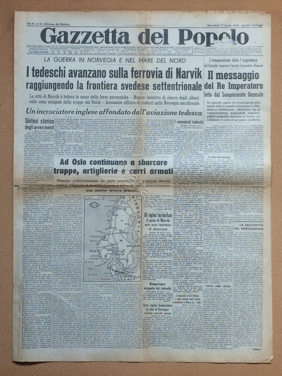 Giornale Gazzetta del Popolo 1940 n. 93 | Immagine principale