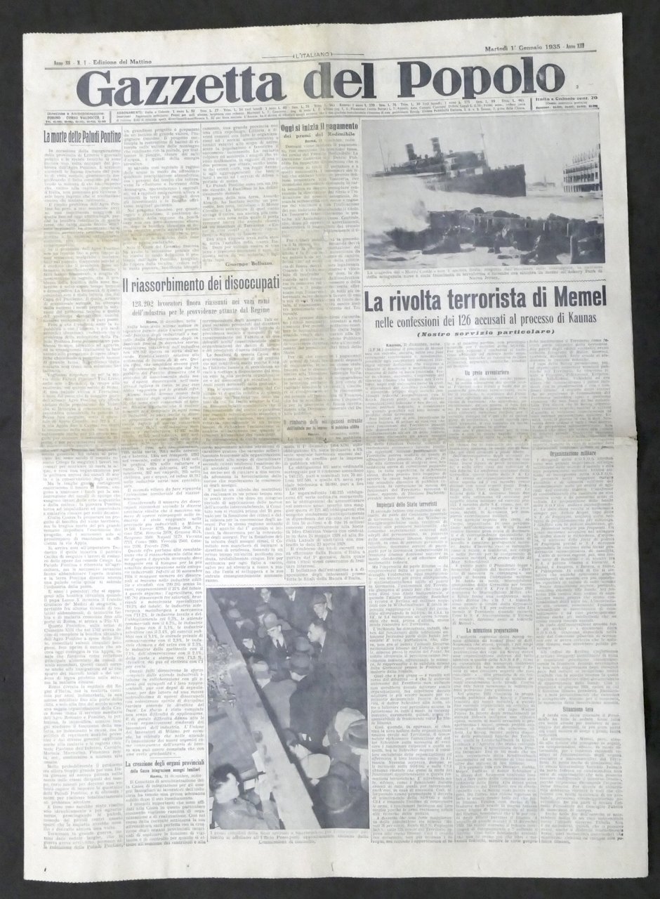 Giornale Gazzetta del Popolo N. 1 - La rivolta terrorista …