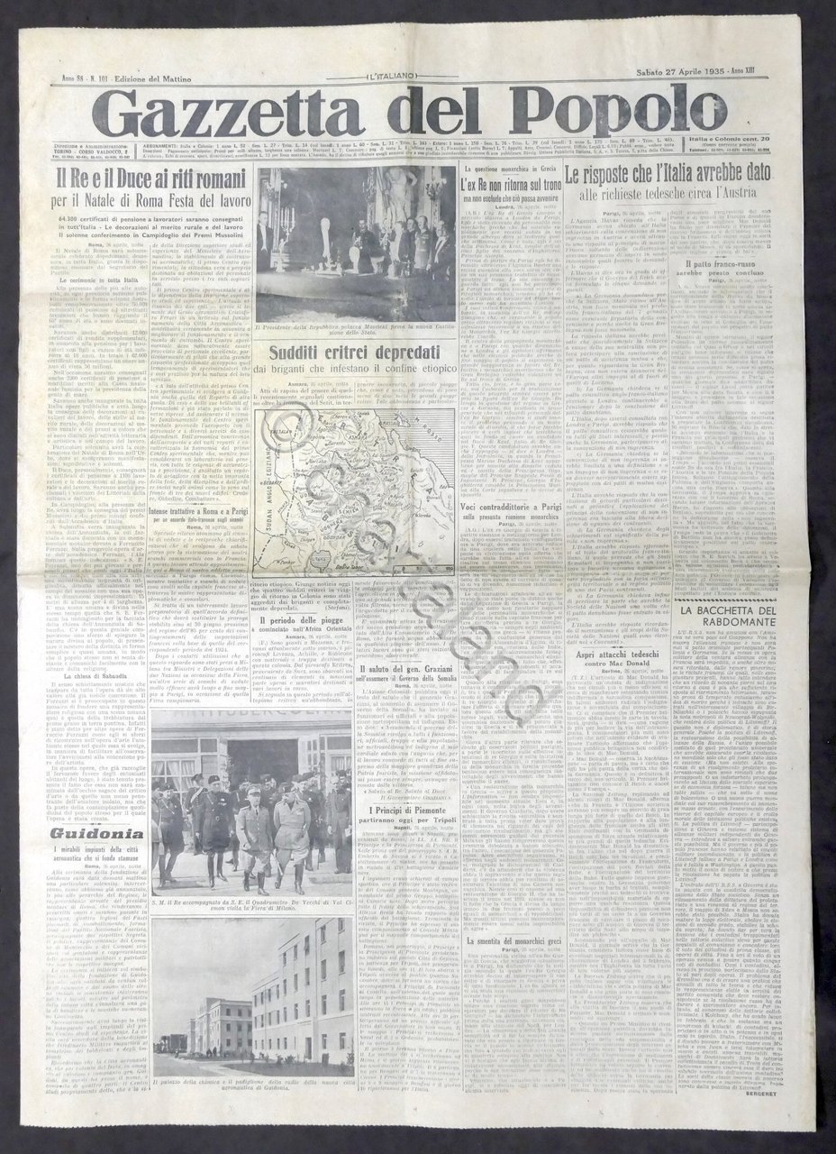 Giornale Gazzetta del Popolo N. 101 - Il Re e …