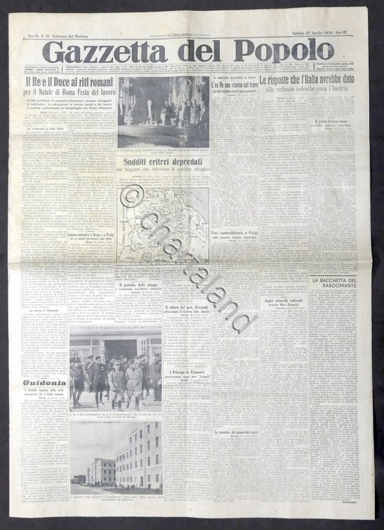 Giornale Gazzetta del Popolo N. 101 - Il Re e …