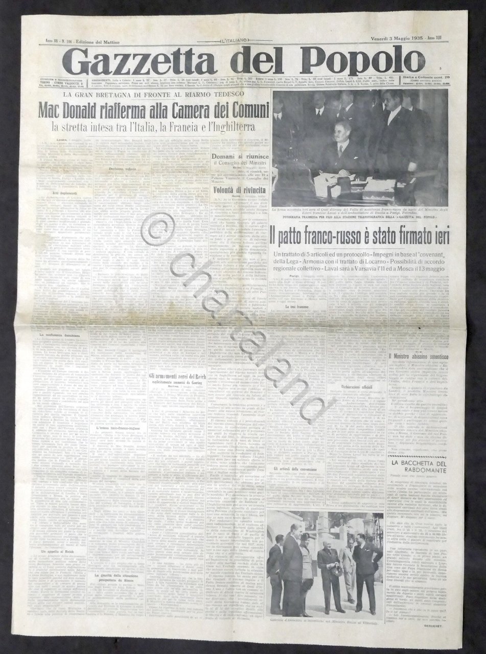 Giornale Gazzetta del Popolo N. 106 Mac Donald riafferma alla …