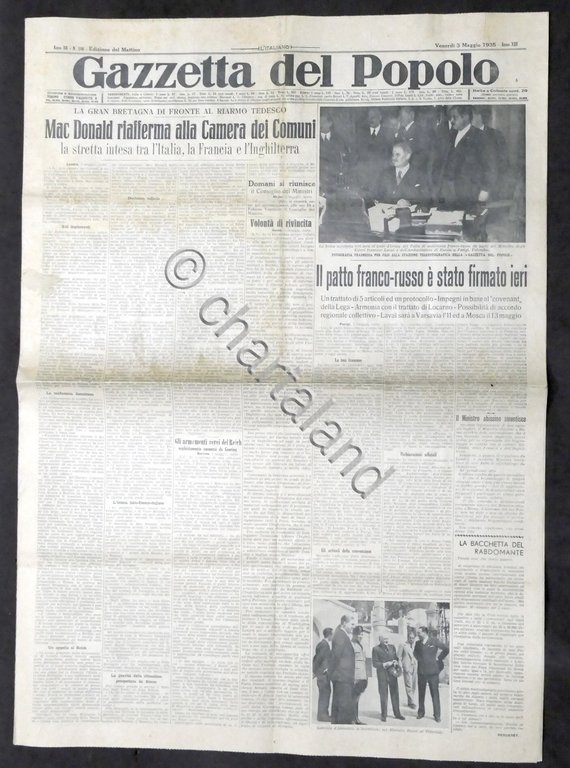 Giornale Gazzetta del Popolo N. 106 Mac Donald riafferma alla …