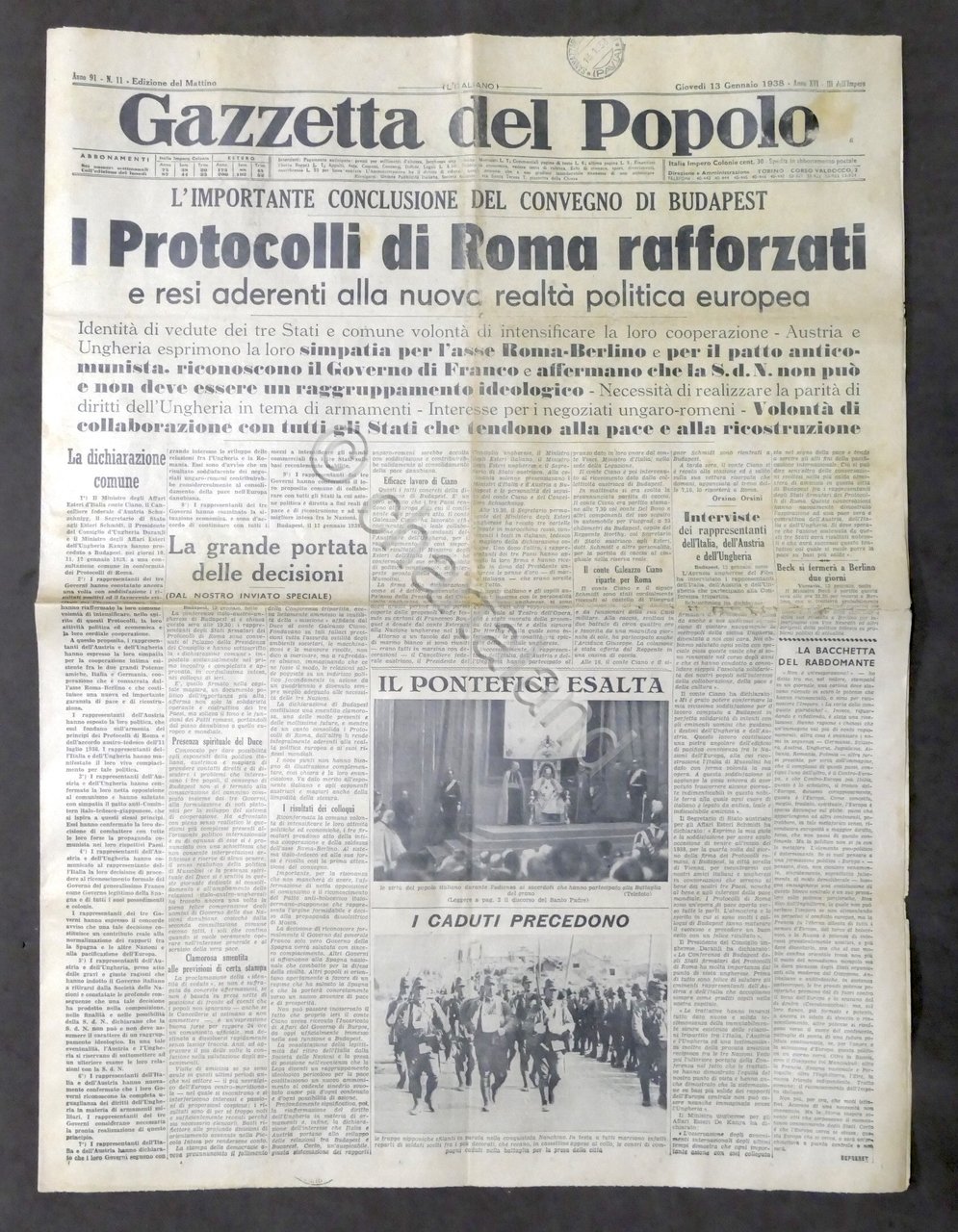 Giornale Gazzetta del Popolo N. 11 - I Protocolli di …