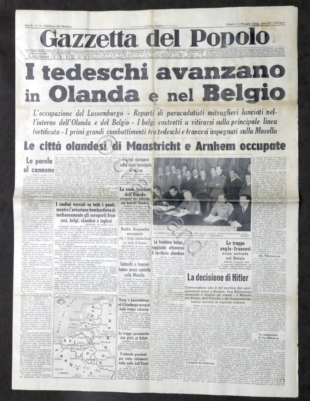 Giornale Gazzetta del Popolo N. 114 Tedesci avanzano in Olanda …