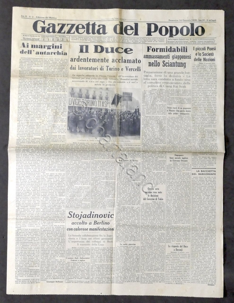 Giornale Gazzetta del Popolo N. 14 - Formidabili ammassementi giapponesi …