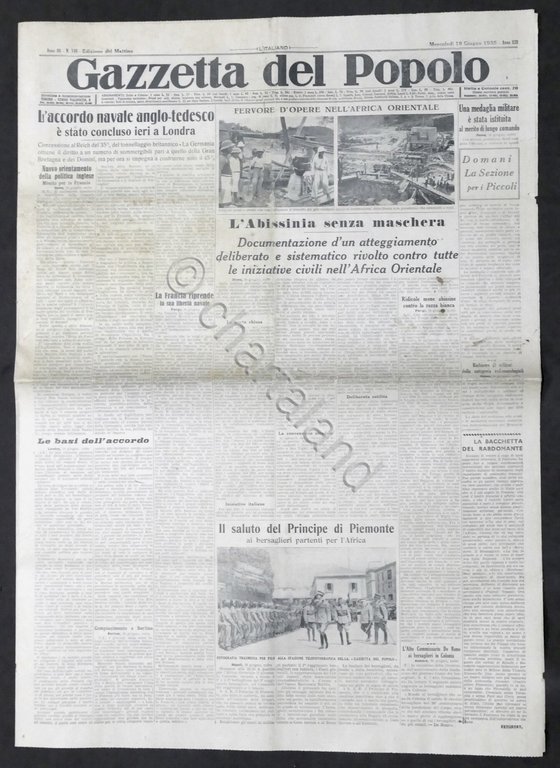 Giornale Gazzetta del Popolo N. 146 - L'accordo navale anglo … | Immagine Gallery 1