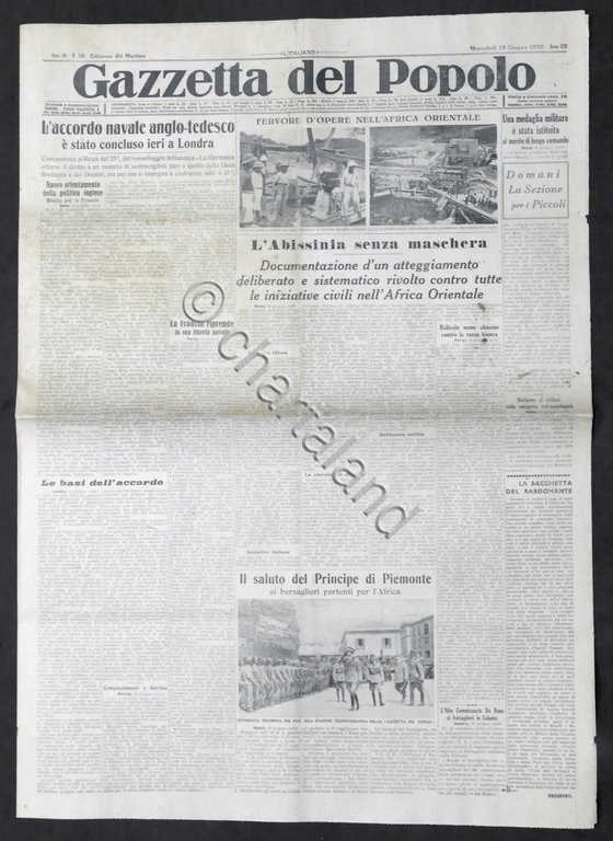 Giornale Gazzetta del Popolo N. 146 - L'accordo navale anglo …