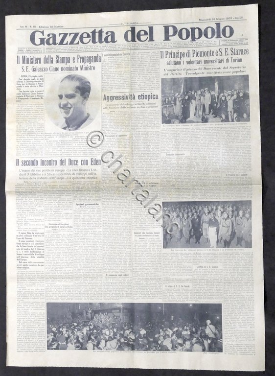 Giornale Gazzetta del Popolo N. 152 - Ministero della Stampa …