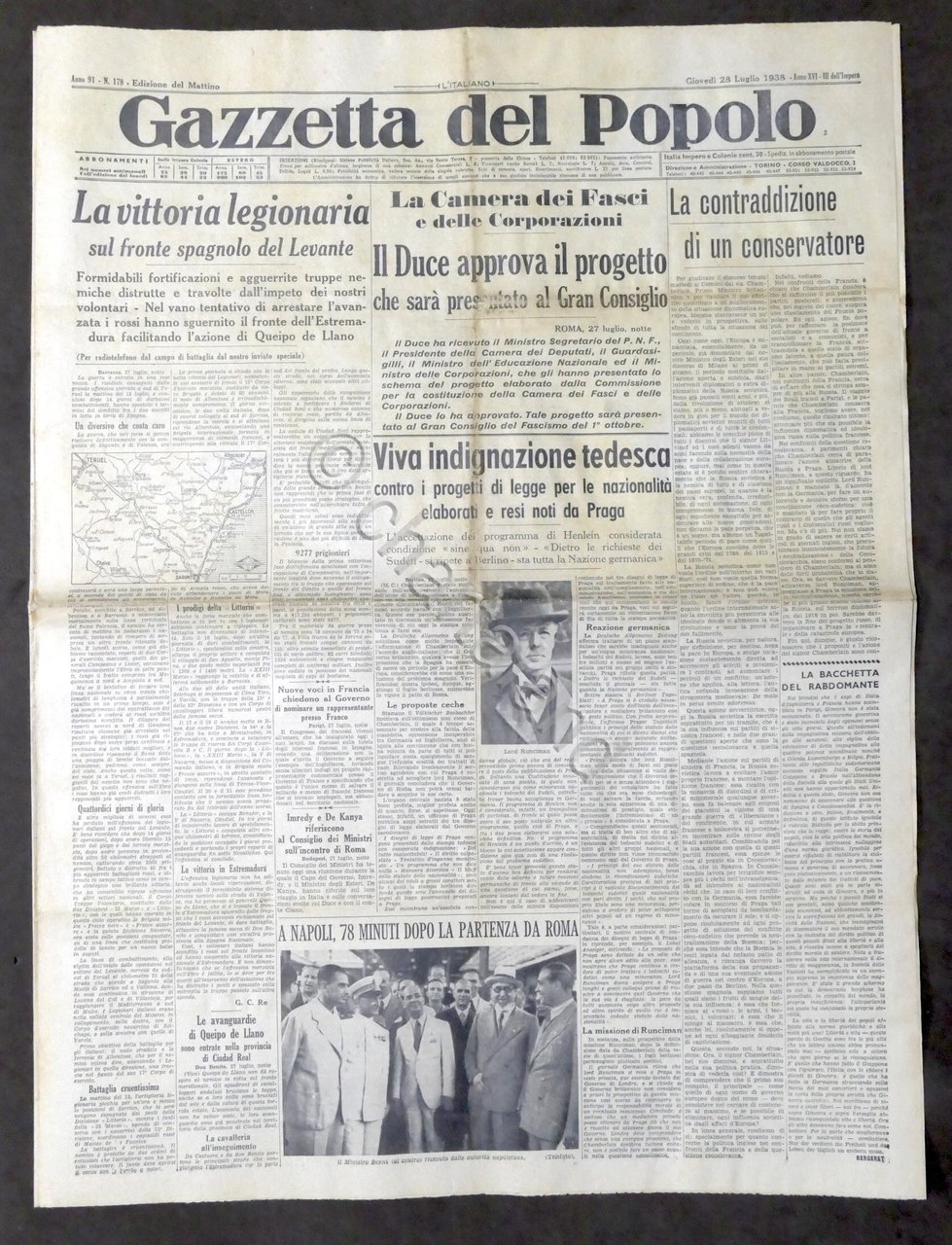 Giornale Gazzetta del Popolo N. 178 Vittoria legionaria sul fronte …