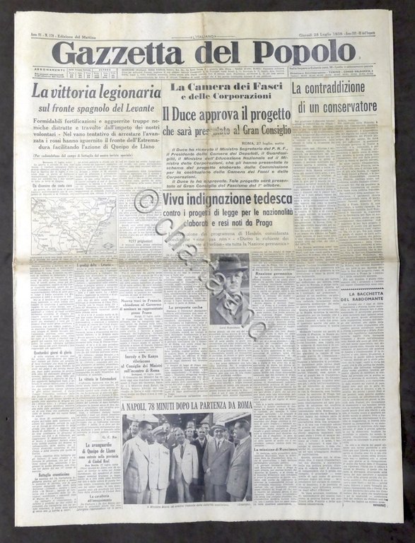 Giornale Gazzetta del Popolo N. 178 Vittoria legionaria sul fronte …