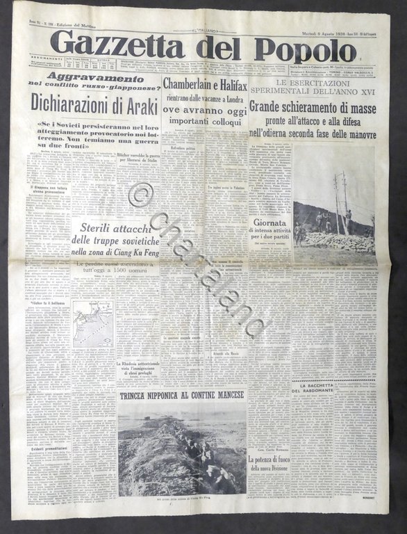 Giornale Gazzetta del Popolo N. 188 Aggravamento conflitto russo giapponese …