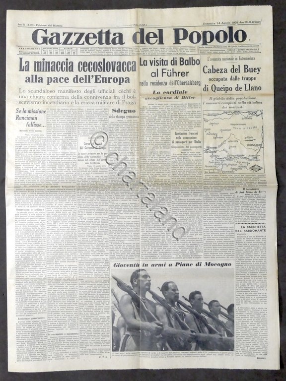 Giornale Gazzetta del Popolo N. 193 Minaccia cecoslovacca alla pace …
