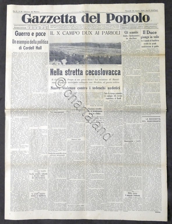 Giornale Gazzetta del Popolo N. 196 - Nella stretta cecoslovacca …