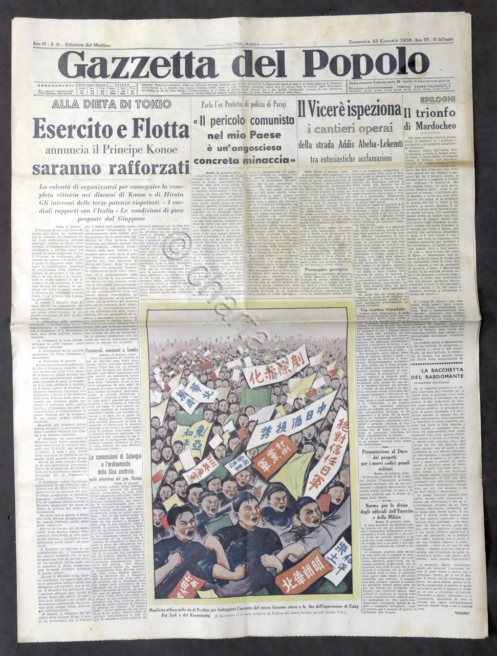 Giornale Gazzetta del Popolo N. 20 - Esercito e Flotta …