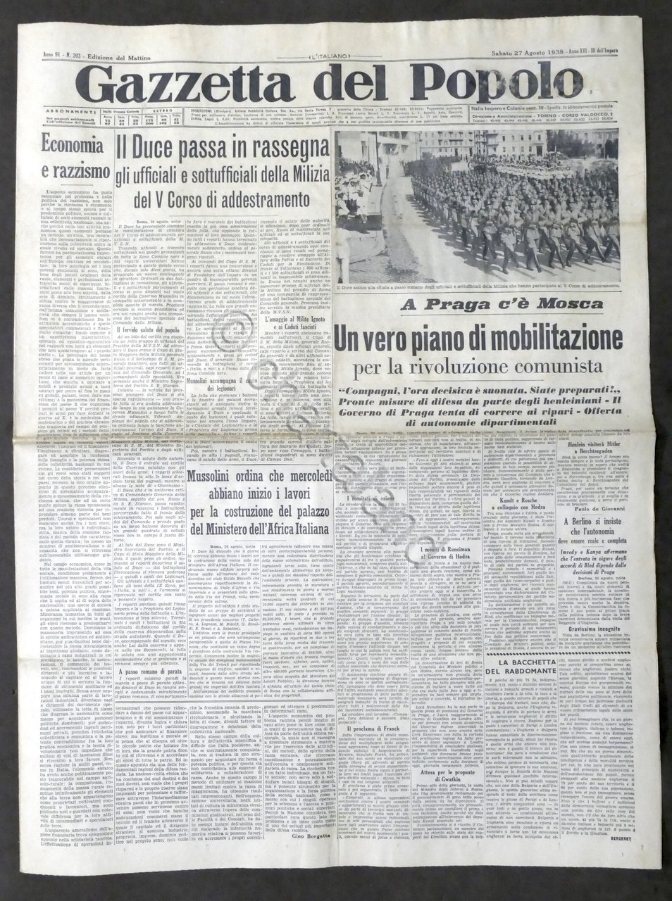 Giornale Gazzetta del Popolo N. 203 - Un vero piano …