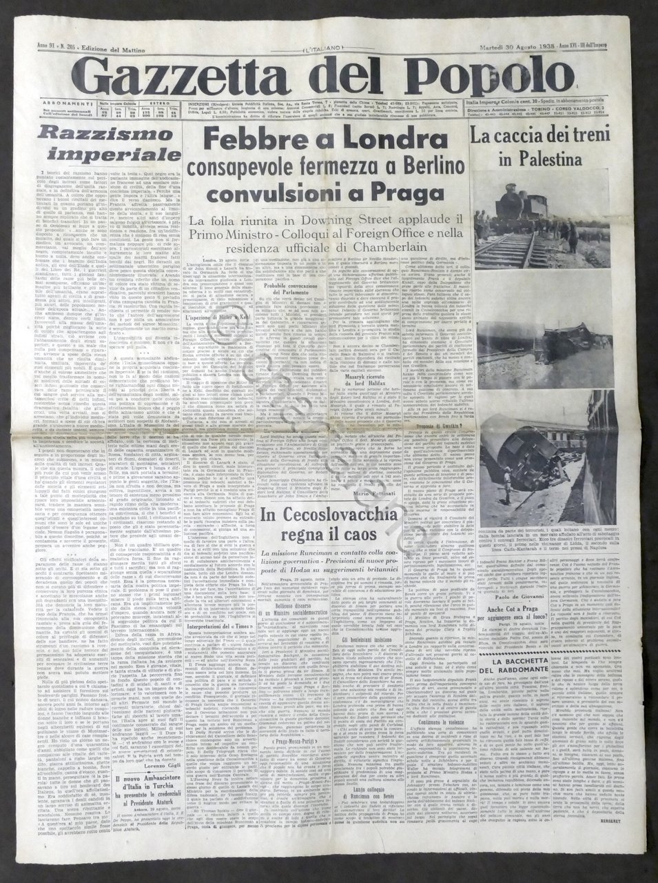 Giornale Gazzetta del Popolo N. 205 - La caccia dei …