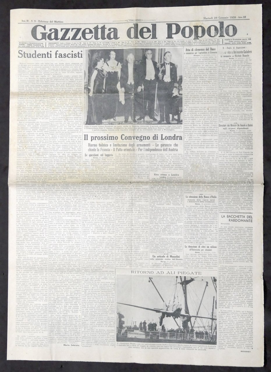 Giornale Gazzetta del Popolo N. 25 - Il prossimo Convegno …