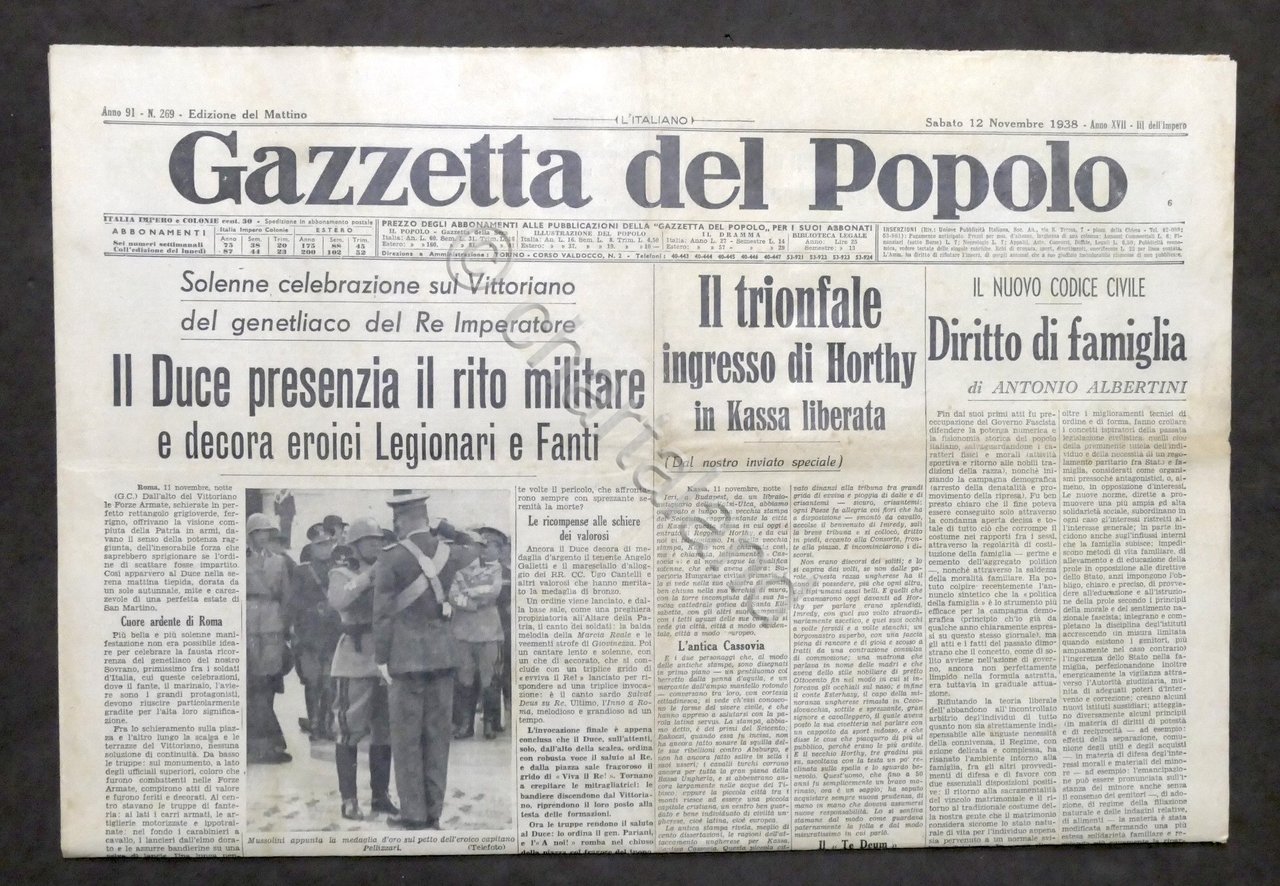 Giornale Gazzetta del Popolo N. 269 - Trionfale ingresso di …