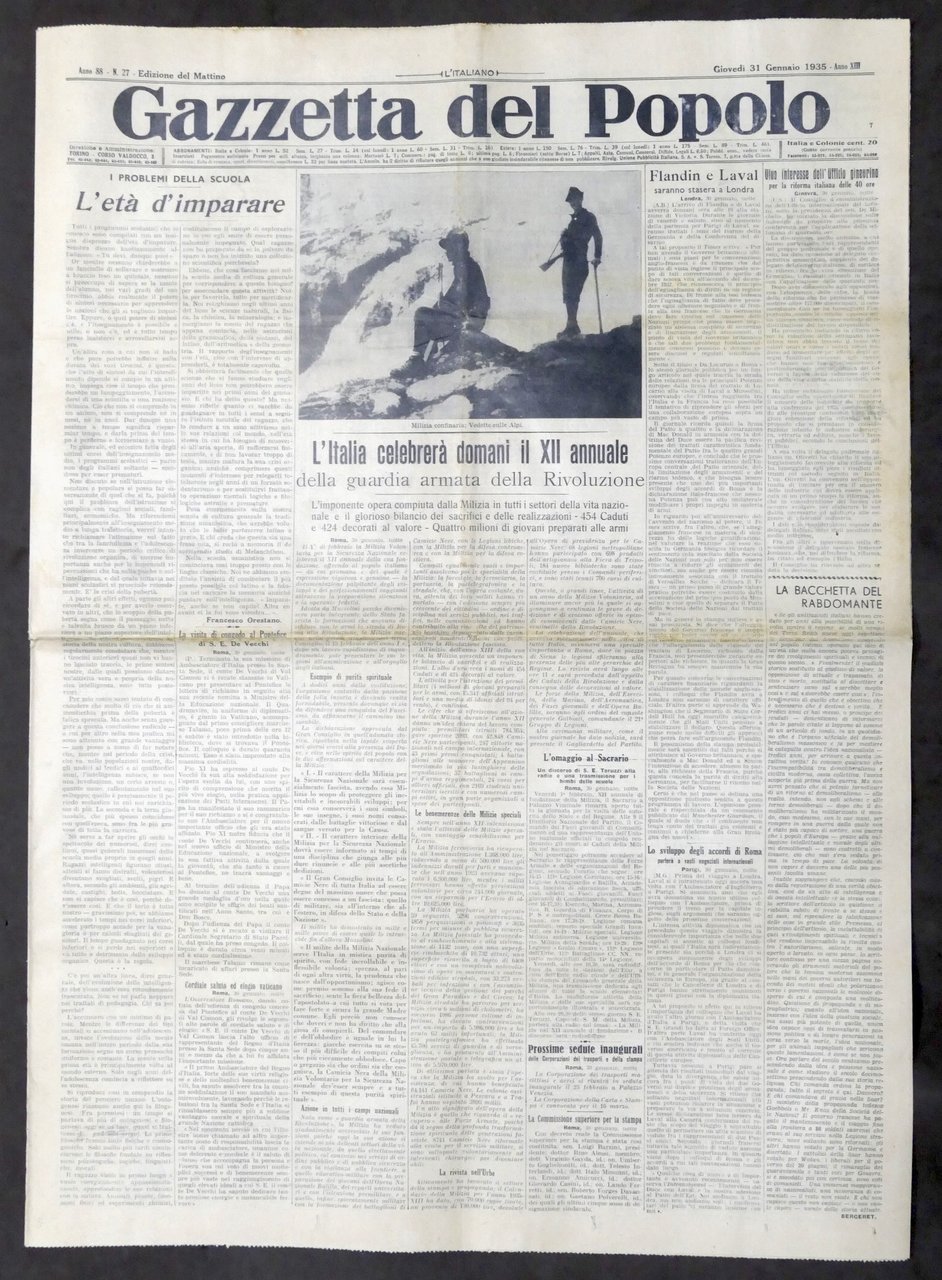 Giornale Gazzetta del Popolo N. 27 - I problemi della …