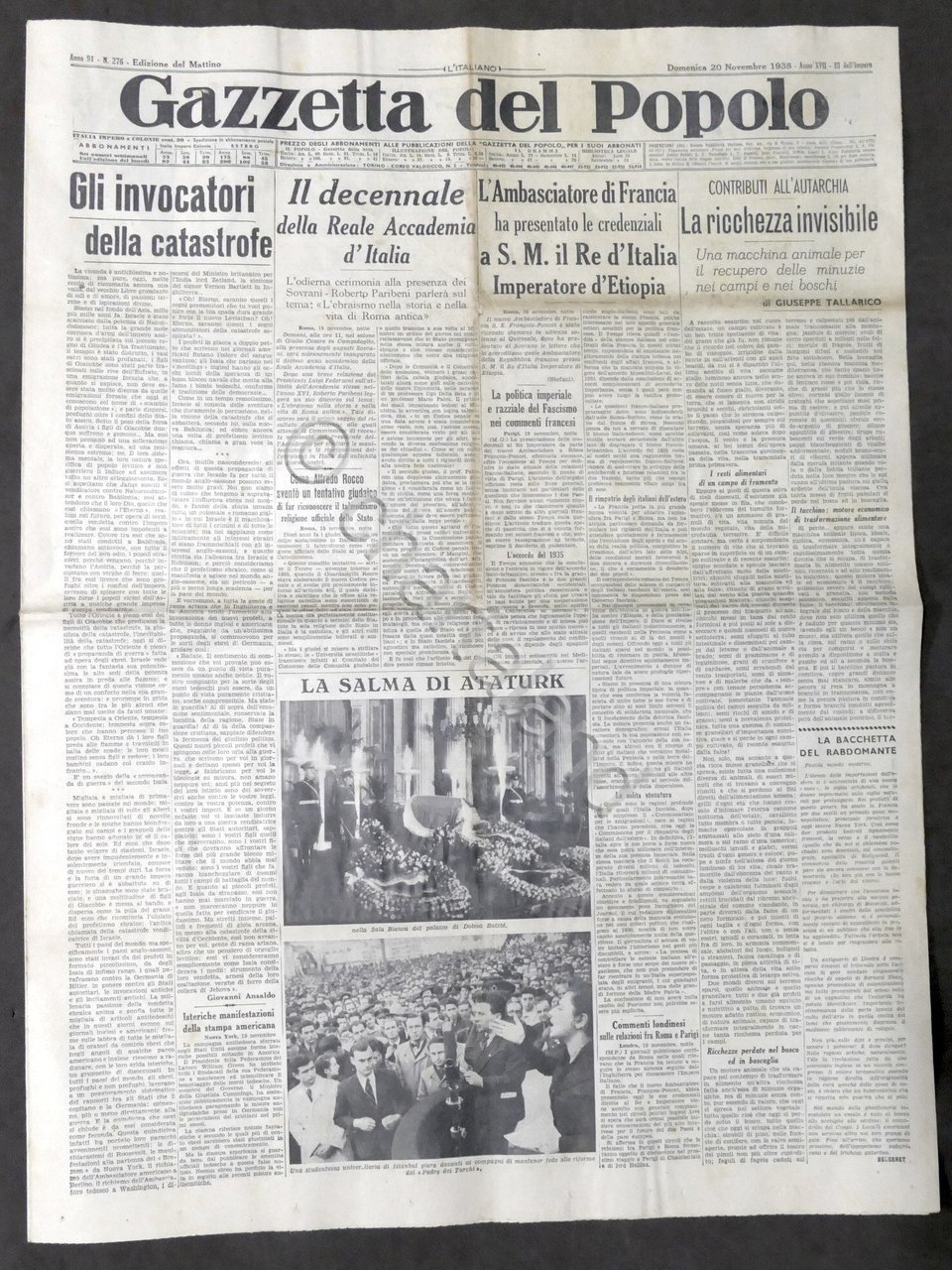 Giornale Gazzetta del Popolo N. 276 - Decennale della Reale …