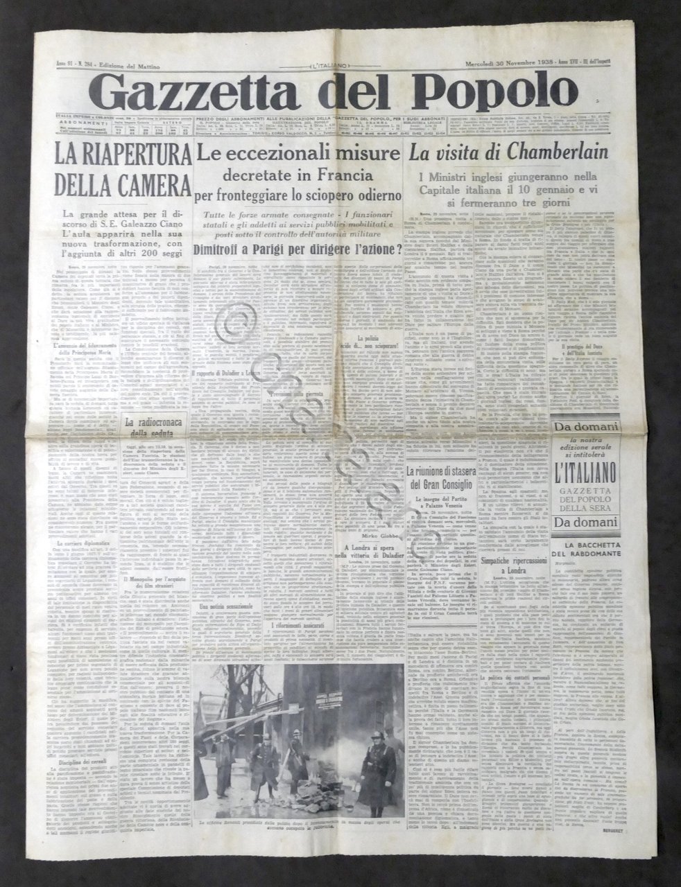 Giornale Gazzetta del Popolo N. 284 - La riapertura della …