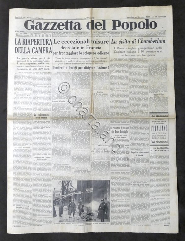 Giornale Gazzetta del Popolo N. 284 - La riapertura della …