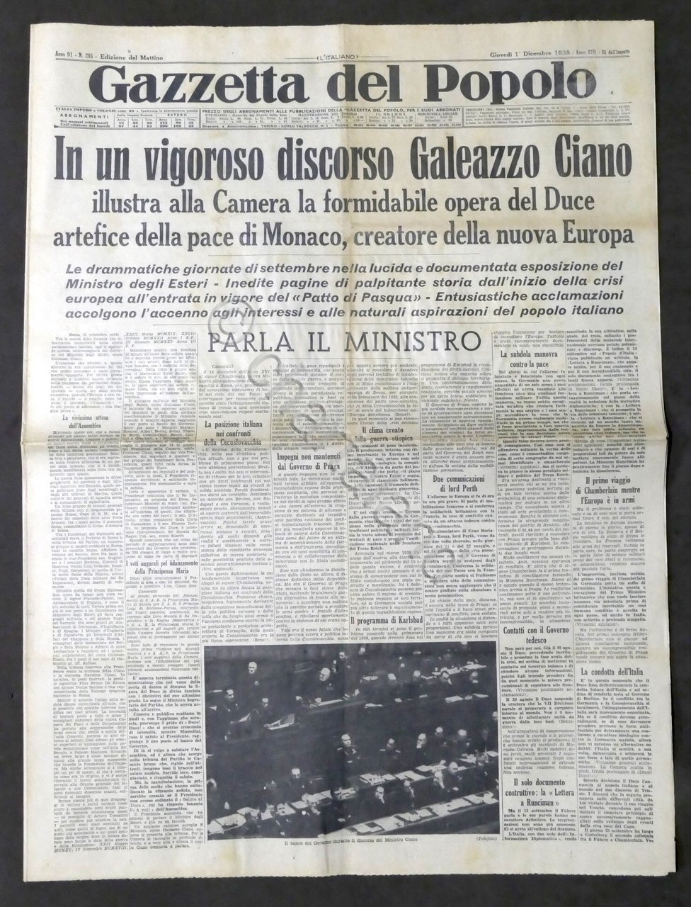 Giornale Gazzetta del Popolo N. 285 - Un Vigoroso discorso …