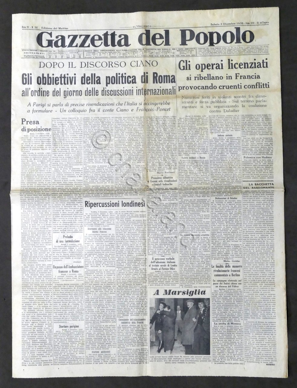 Giornale Gazzetta del Popolo N. 287 - Gli obiettivi della …