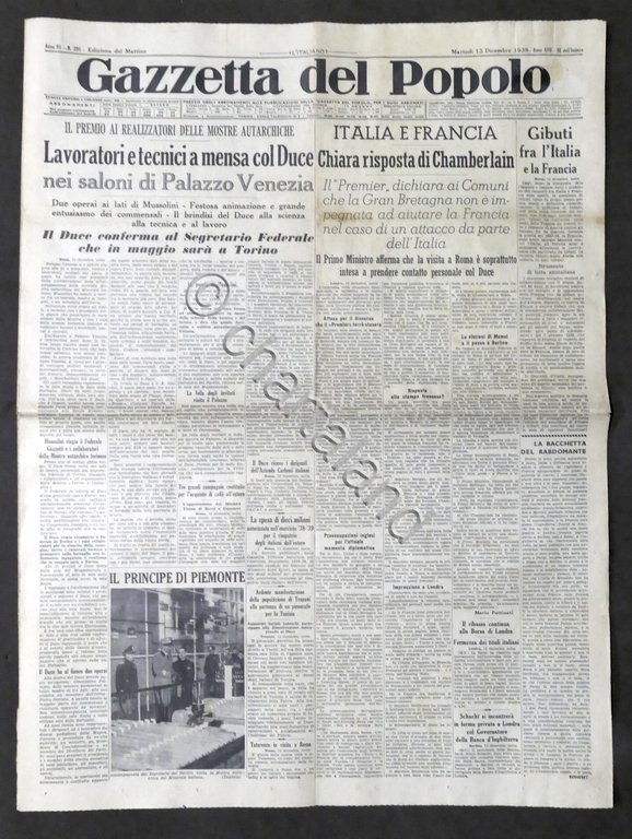 Giornale Gazzetta del Popolo N. 295 - Chiara risposta di …