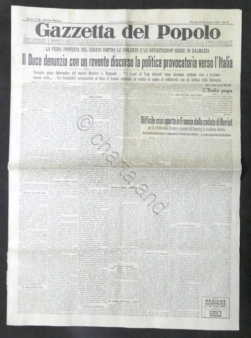 Giornale Gazzetta del Popolo N. 298 - Politica provocatoria verso …