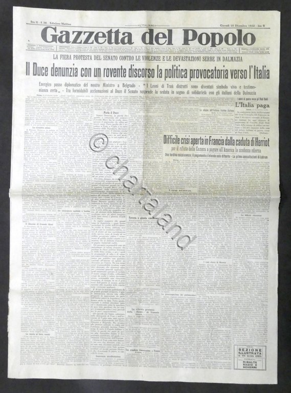 Giornale Gazzetta del Popolo N. 298 - Politica provocatoria verso …