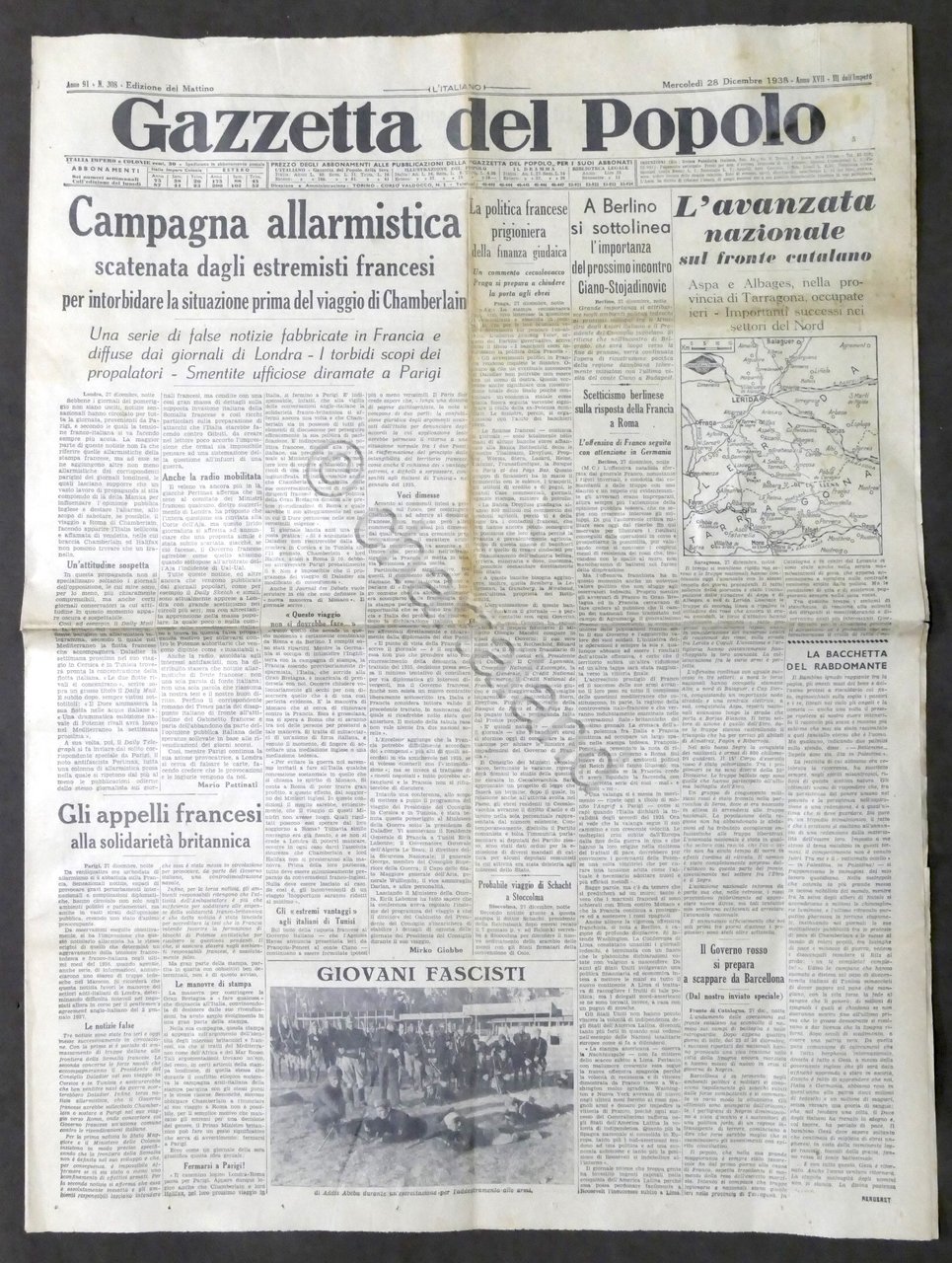 Giornale Gazzetta del Popolo N. 308 - Campagna allarmistica - …