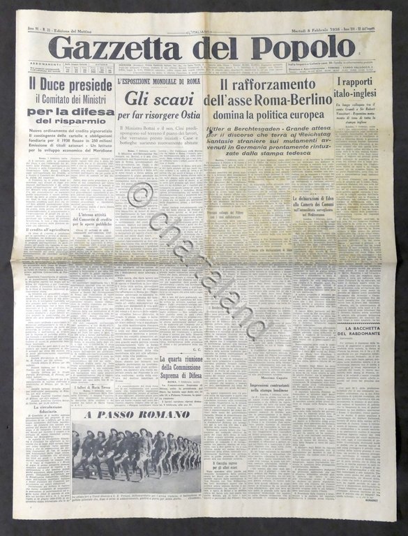 Giornale Gazzetta del Popolo N. 33 - Duce presiede per …