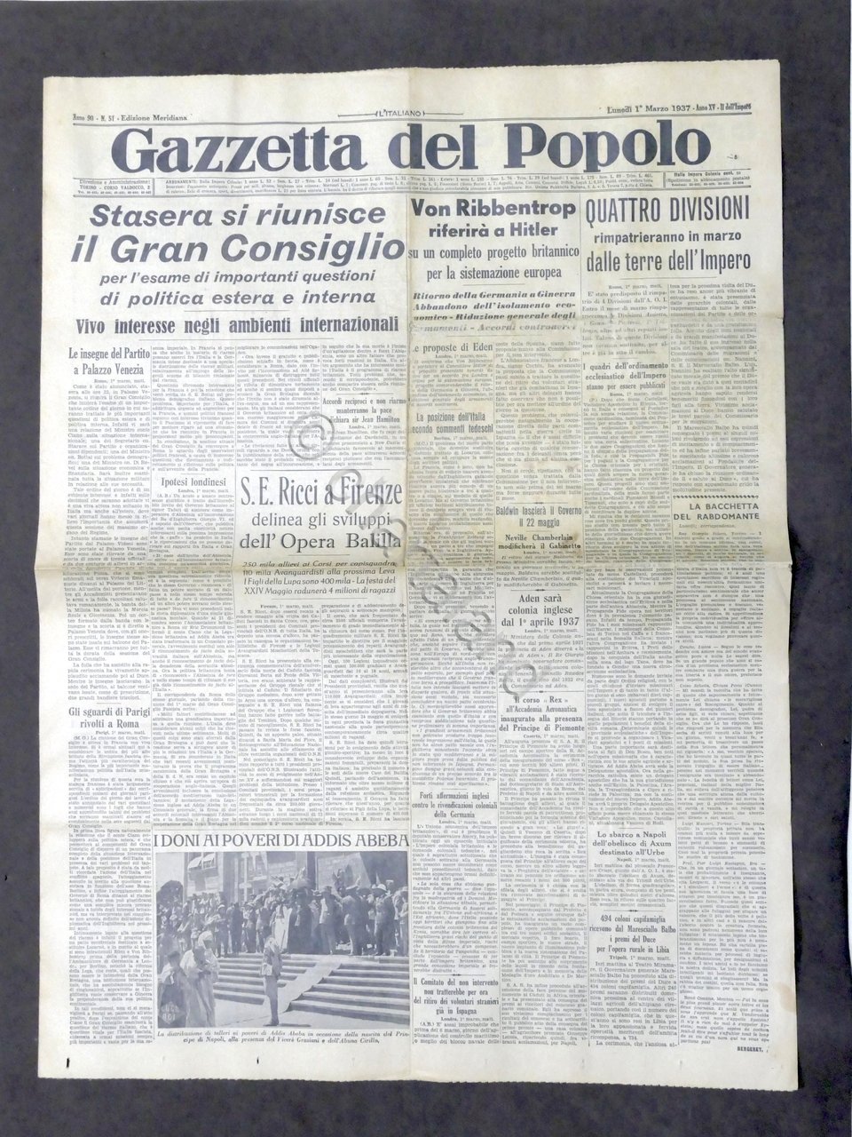Giornale Gazzetta del Popolo N. 51 - Il riunione del …