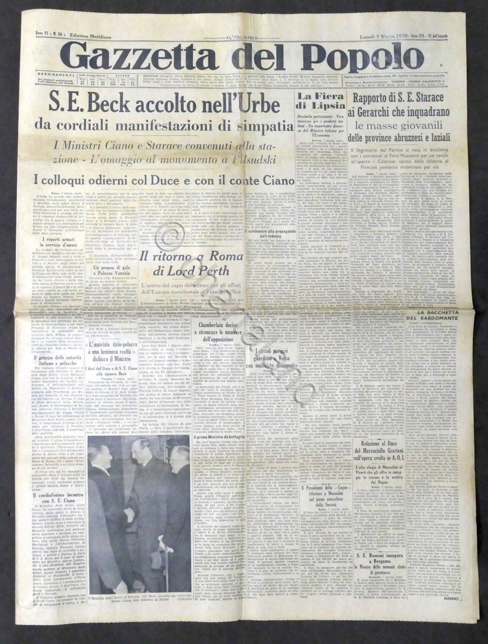 Giornale Gazzetta del Popolo N. 56 Merid. - S. E. …