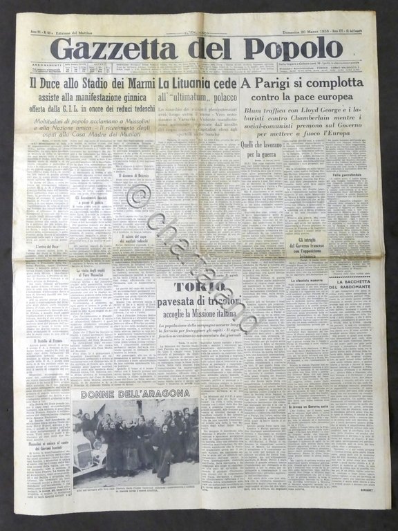 Giornale Gazzetta del Popolo N. 68 - Il Duce allo …