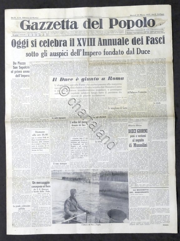 Giornale Gazzetta del Popolo N. 70 - Oggi si celebra …
