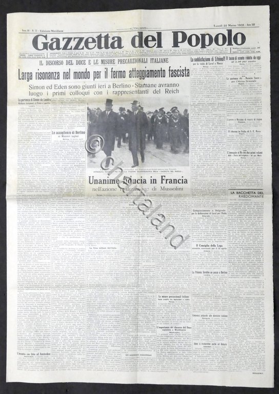 Giornale Gazzetta del Popolo N. 72 - Unanime fiducia in …